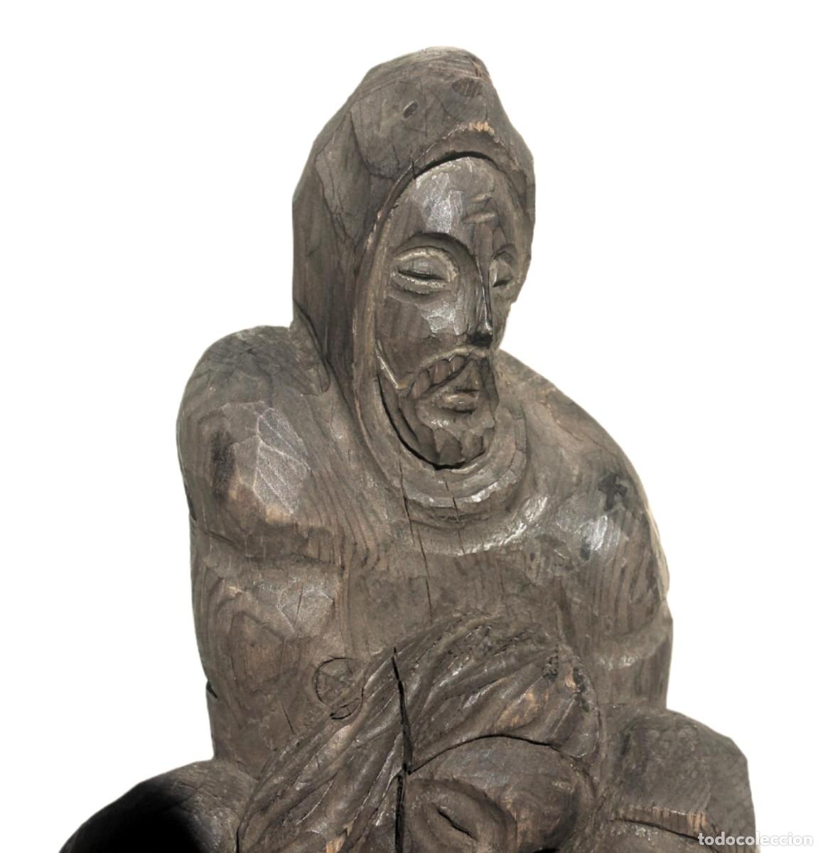 Antig&uuml;edades: Talla Religiosa Antigua de Madera-1900 - 1950 - Foto 8