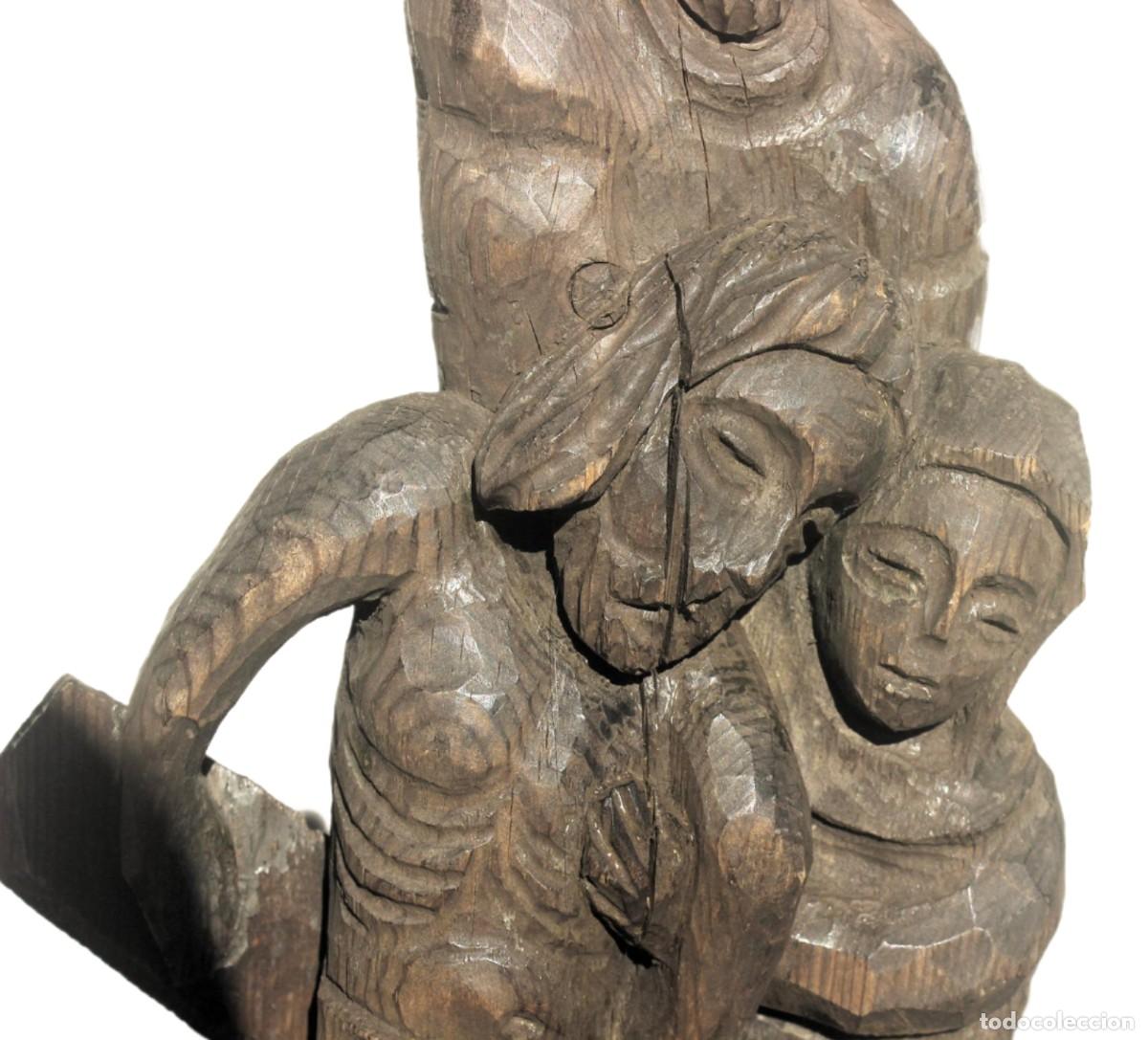 Antig&uuml;edades: Talla Religiosa Antigua de Madera-1900 - 1950 - Foto 9