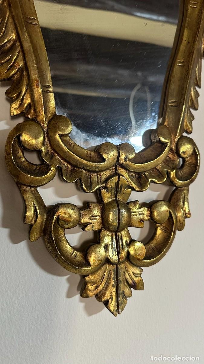 Antig&uuml;edades: Espejo cornucopia madera pan de oro 66x38 - Foto 2