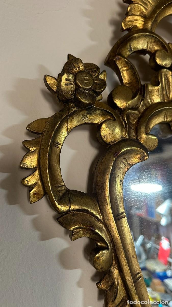 Antig&uuml;edades: Espejo cornucopia madera pan de oro 66x38 - Foto 3