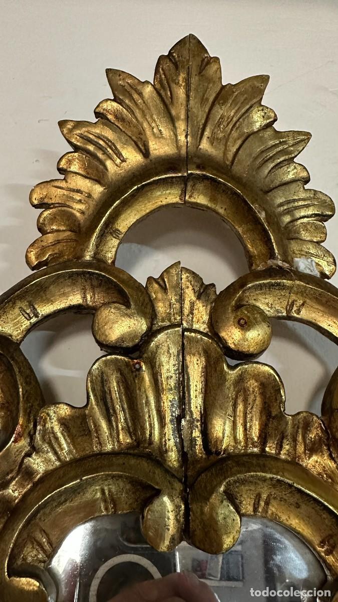 Antig&uuml;edades: Espejo cornucopia madera pan de oro 66x38 - Foto 4