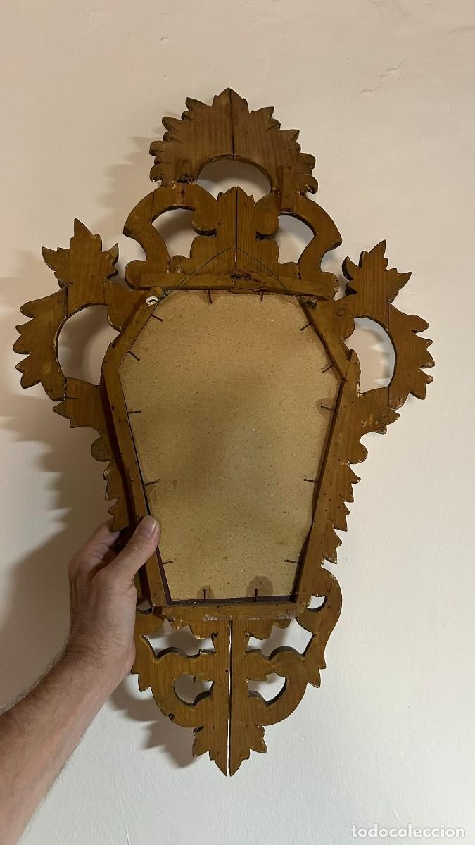 Antig&uuml;edades: Espejo cornucopia madera pan de oro 66x38 - Foto 5