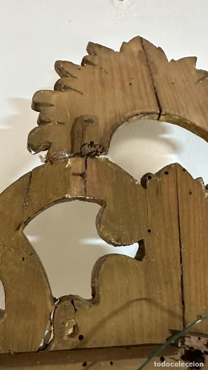 Antig&uuml;edades: Espejo cornucopia madera pan de oro 66x38 - Foto 7