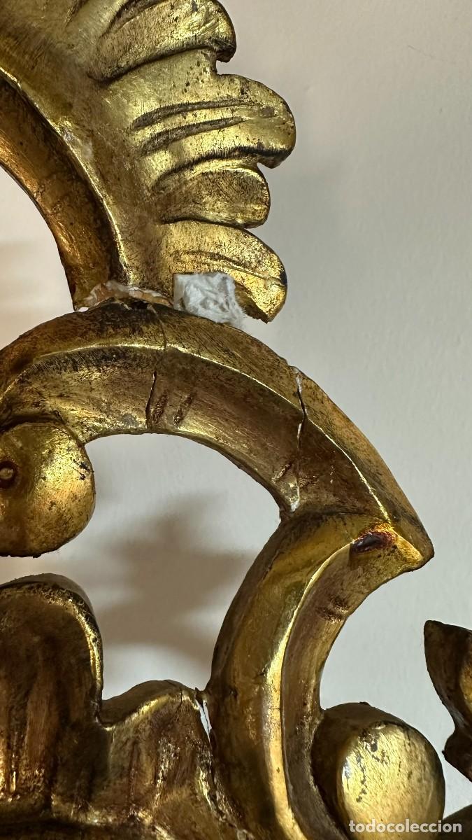 Antig&uuml;edades: Espejo cornucopia madera pan de oro 66x38 - Foto 8