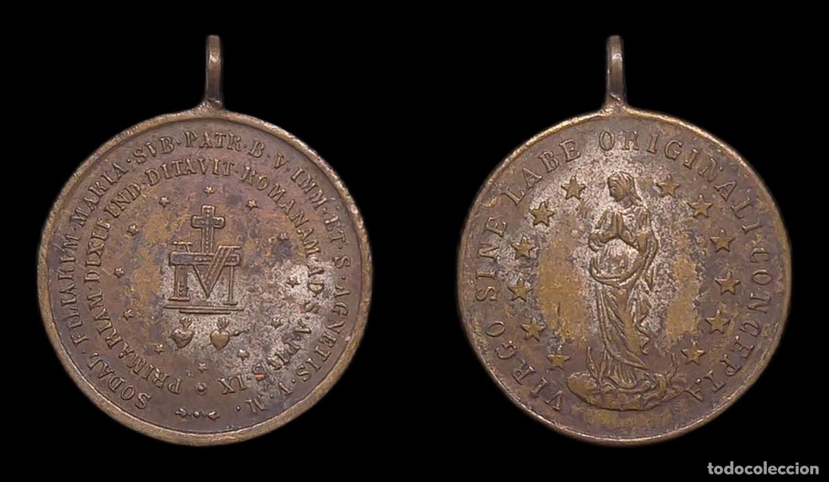 Antiguidades: MEDALLA RELIGIOSA ITALIA ROMA SIGLO XIX INMACULADA CONCEPCION MONOGRAMA MARIA