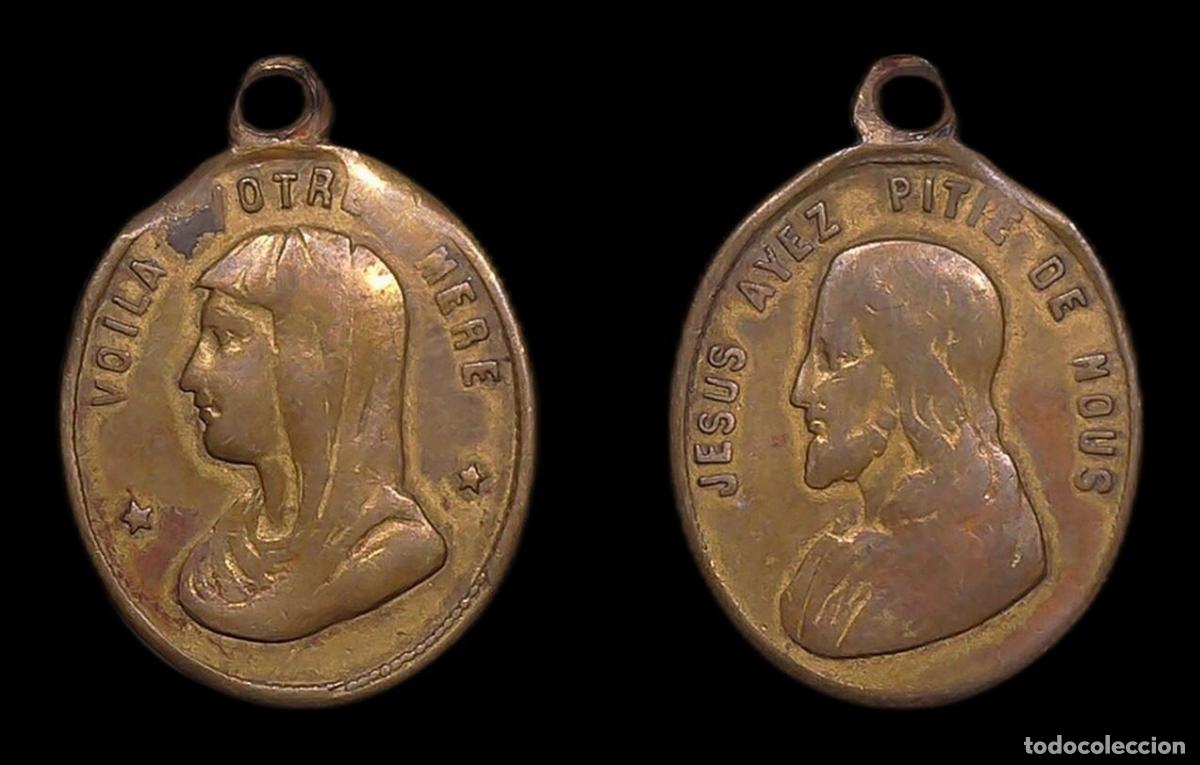 Antiguidades: MEDALLA RELIGIOSA FRANCIA SIGLO XIX JESUS MARIA BRONCE
