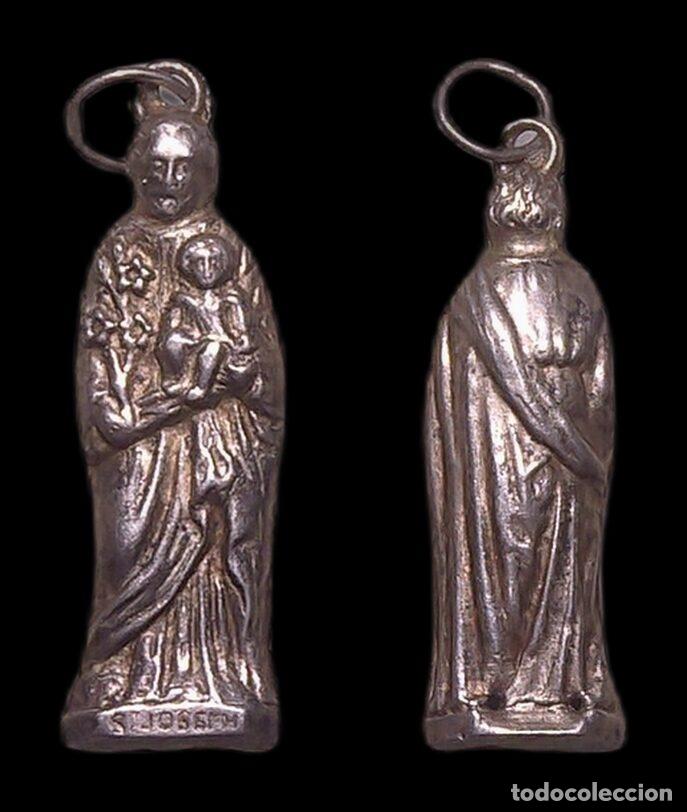Antiguidades: MEDALLA RELIGIOSA FRANCIA SAN JOSE COLGANTE PLATA