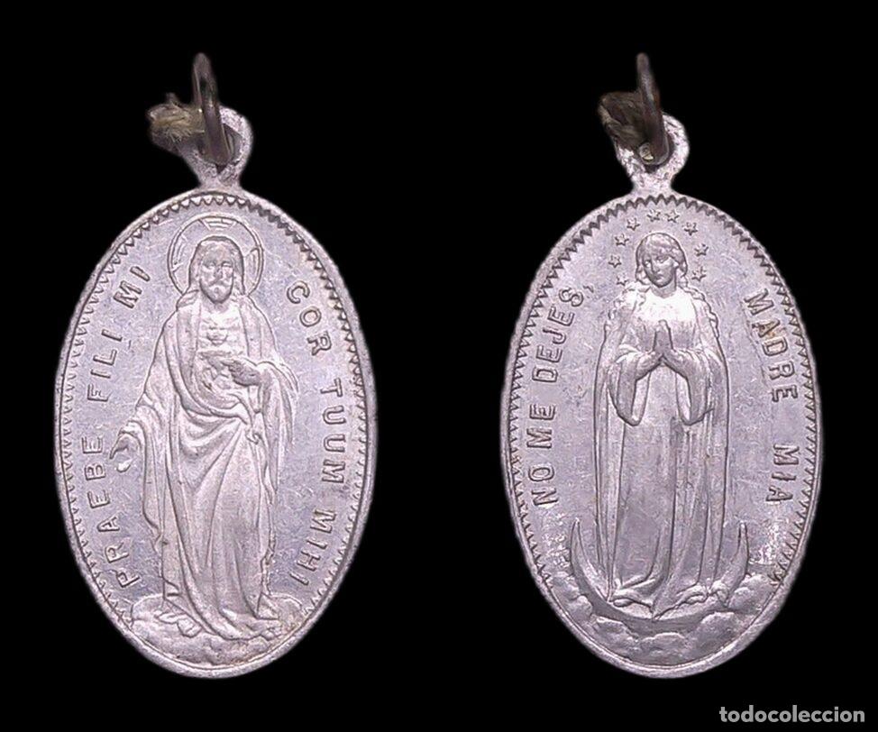 Antiguidades: MEDALLA RELIGIOSA INMACULADA CONCEPCION SAGRADO CORAZON JESUS ALUMINIO