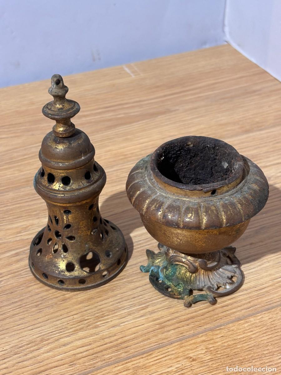 Antig&uuml;edades: Tur&iacute;bulo religioso antiguo de lat&oacute;n 22 cm - Foto 5