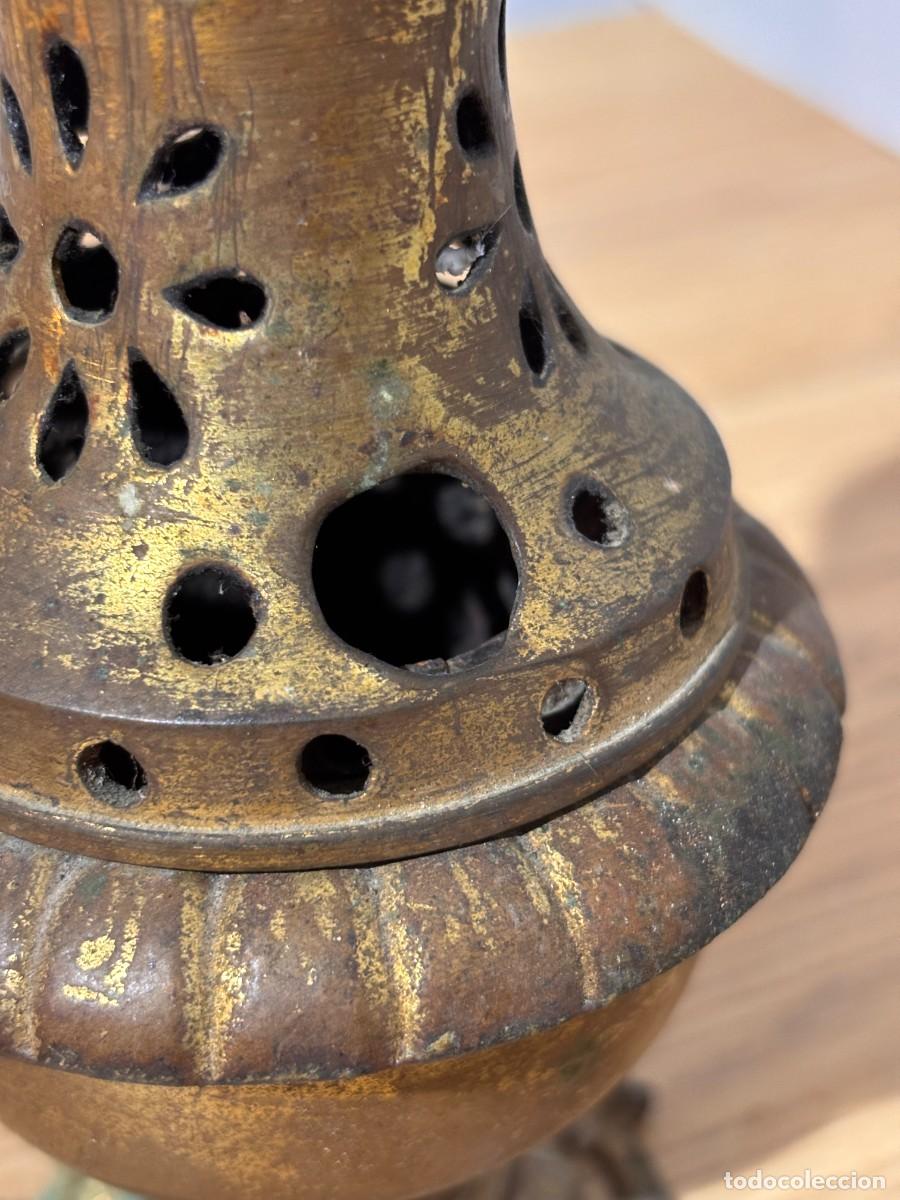 Antig&uuml;edades: Tur&iacute;bulo religioso antiguo de lat&oacute;n 22 cm - Foto 6