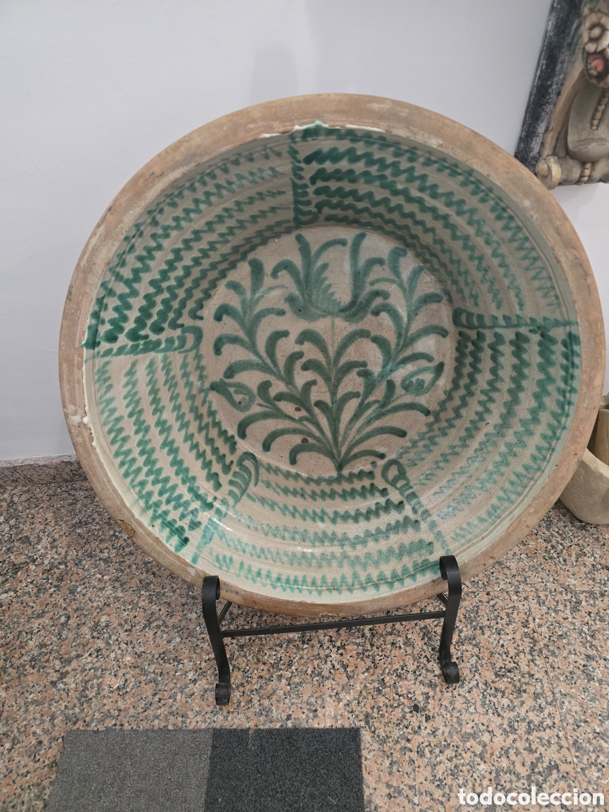 Antig&uuml;edades: Fant&aacute;stico lebrillo de fajalauza 78 cm