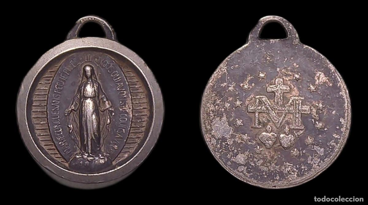 Antiquit&eacute;s: MEDALLA RELIGIOSA INMACULADA CONCEPCION ANAGRAMA SAGRADO CORAZON JESUS Y MARIA