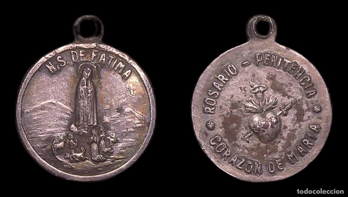 Antig&uuml;edades: MEDALLA RELIGIOSA NUESTRA SE&Ntilde;ORA DE FATIMA SAGRADO CORAZON DE MARIA