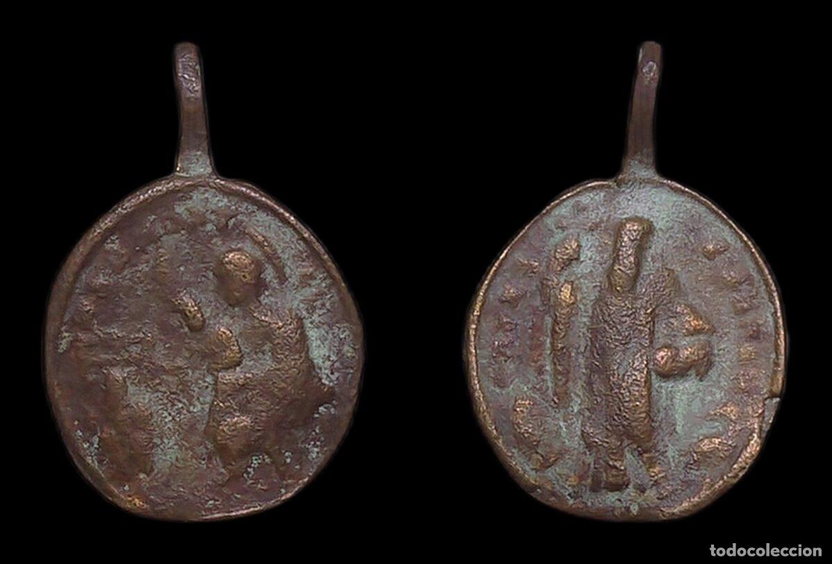 Antig&uuml;edades: MEDALLA RELIGIOSA SIGLO XVIII SAN BENITO VIRGEN CON NI&Ntilde;O BRONCE