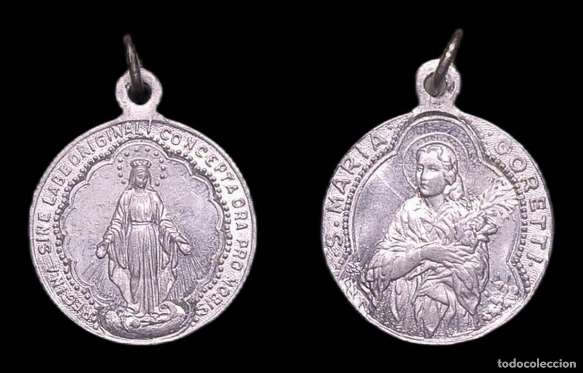 Antig&uuml;edades: MEDALLA RELIGIOSA SANTA MARIA GORETI INMACULADA CONCEPCION ALUMINIO