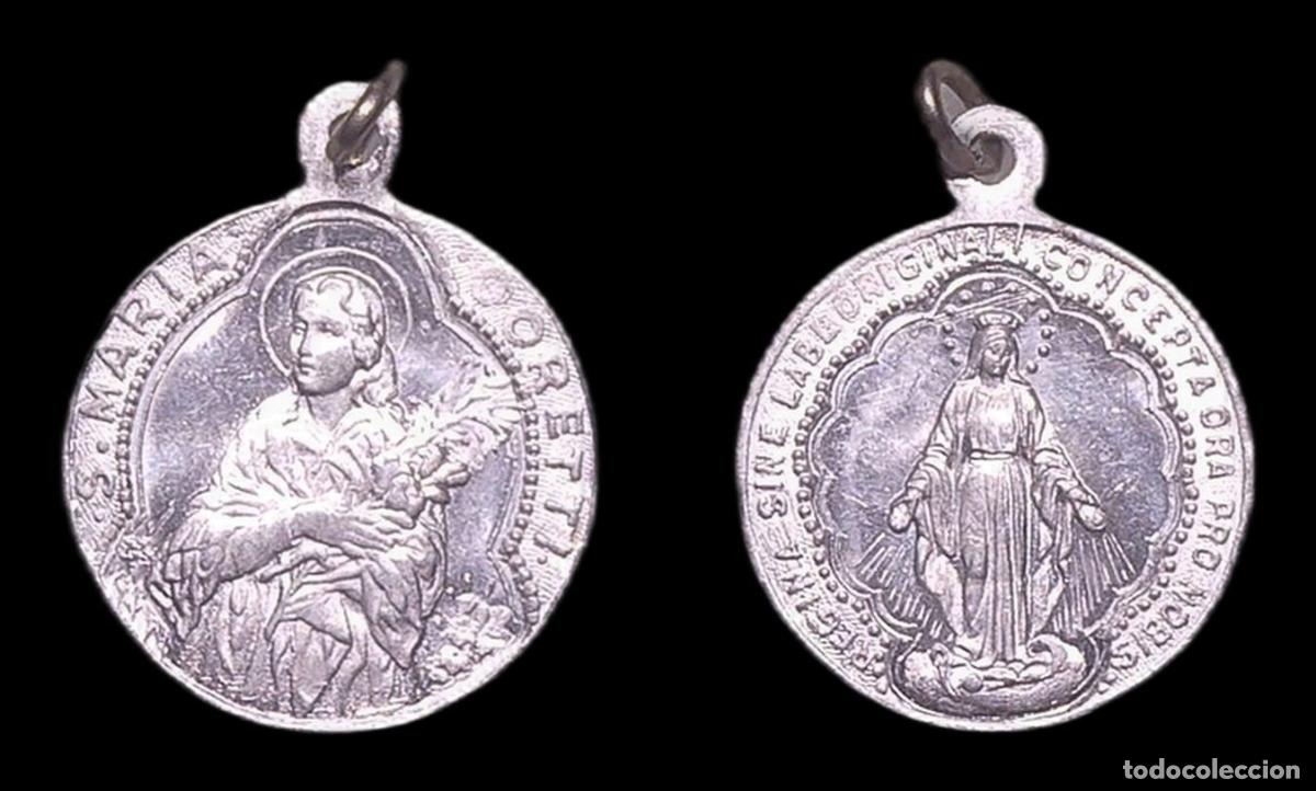 Antig&uuml;edades: MEDALLA RELIGIOSA SANTA MARIA GORETI INMACULADA CONCEPCION ALUMINIO