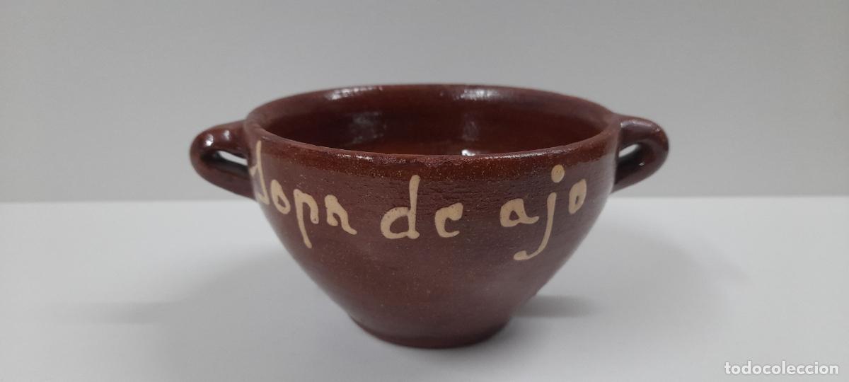 Antig&uuml;edades: CUENCO PARA SOPA DE AJO . REALIZADO EN CERAMICA DE NAVAL ( HUESCA ) MEDIDA DE FRENTE CON ASAS 16 CM