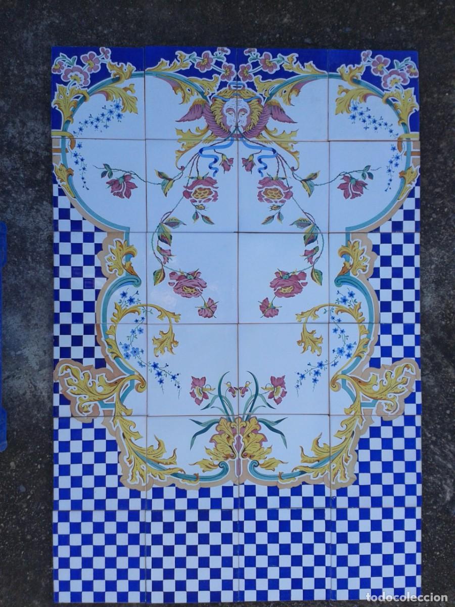 Antig&uuml;edades: P7 PANEL AZULEJOS MODERNISTAS FLORAL MURAL MOSAICO