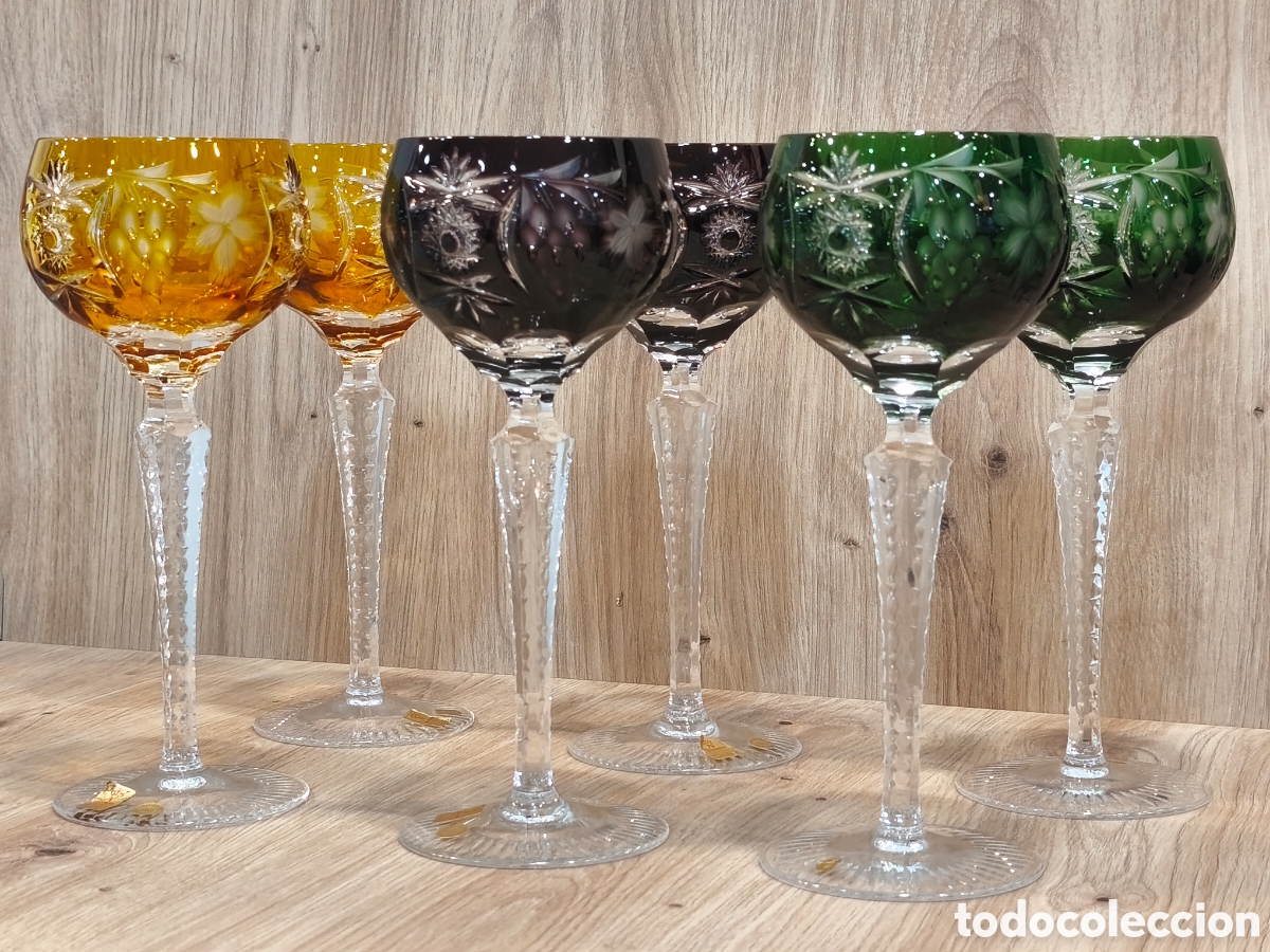 Antig&uuml;edades: Lote de 6 Copas de Vino de Cristal de Plomo 24% - Nachtmann (Modelo Traube) - Hechas en Alemania