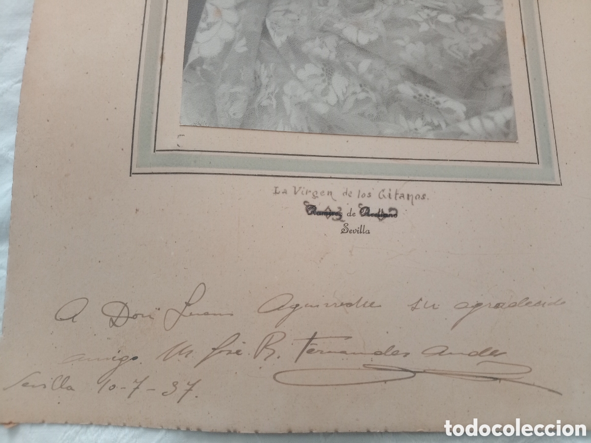 Antig&uuml;edades: Imagen de la Virgen de los Gitanos con dedicatoria 1937 - Foto 4