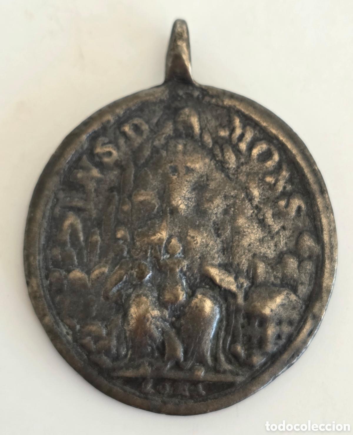 Antiquit&eacute;s: Antigua Medalla Nuestra Se&ntilde;ora de Montserrat y San Benito
