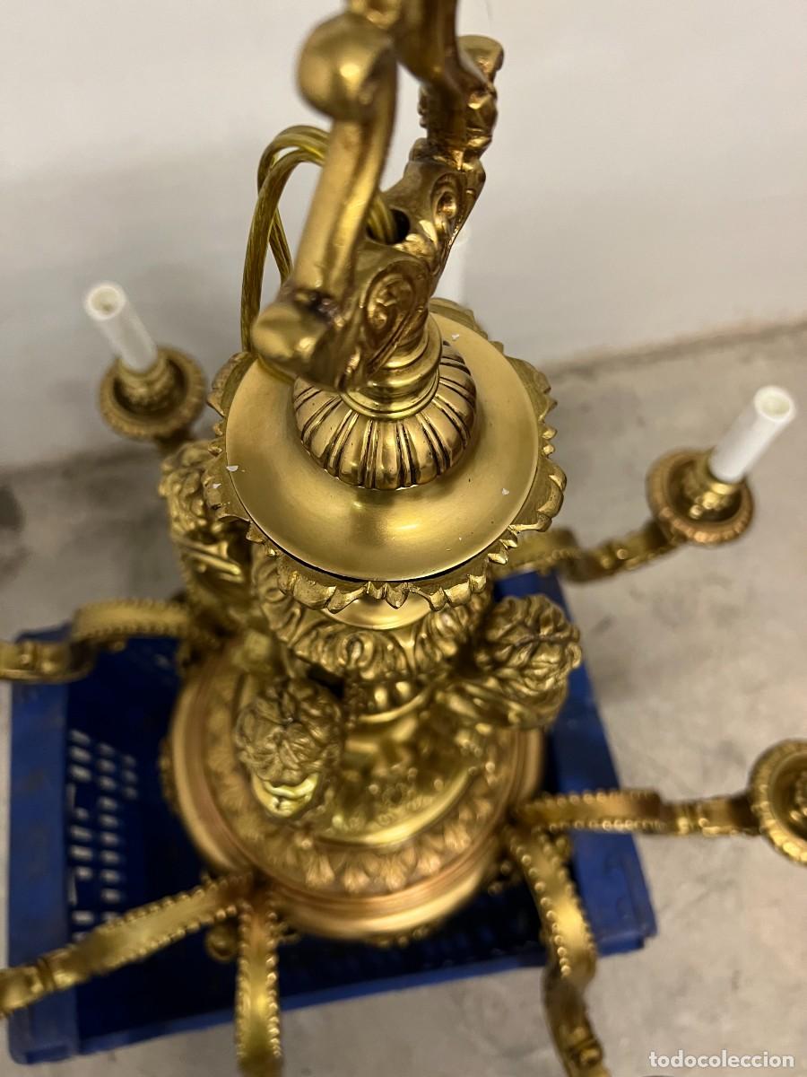 Antig&uuml;edades: Lampara antigua maciza de bronce restaurada