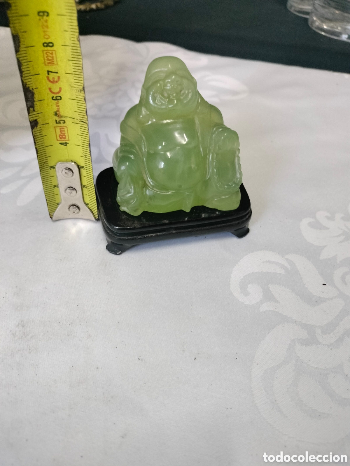 Antig&uuml;edades: Buda de jade en su peana de madera - Foto 7