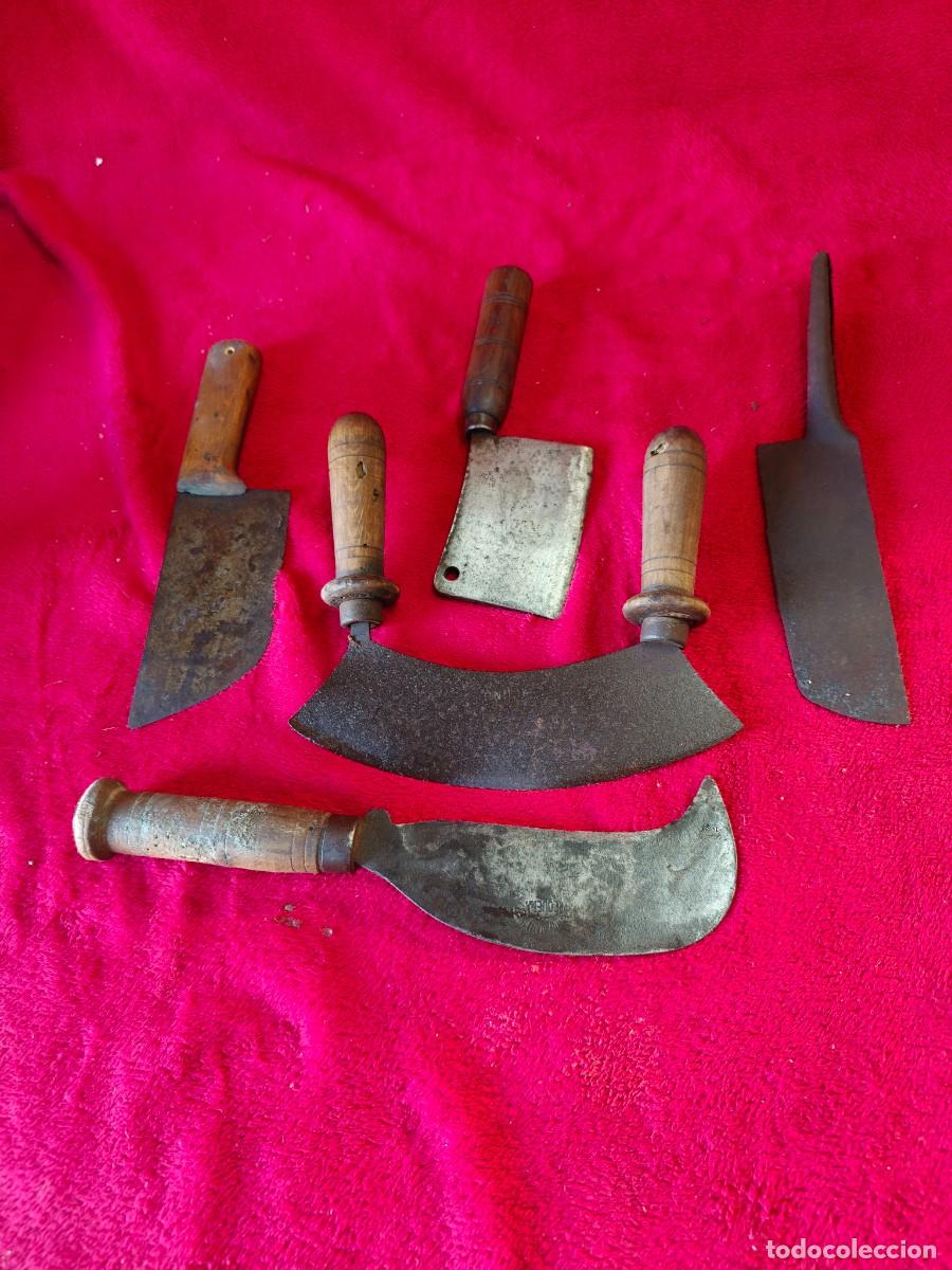 Antig&uuml;edades: Lote de 5 piezas cortantes , las fotografias son parte de la descripcion.