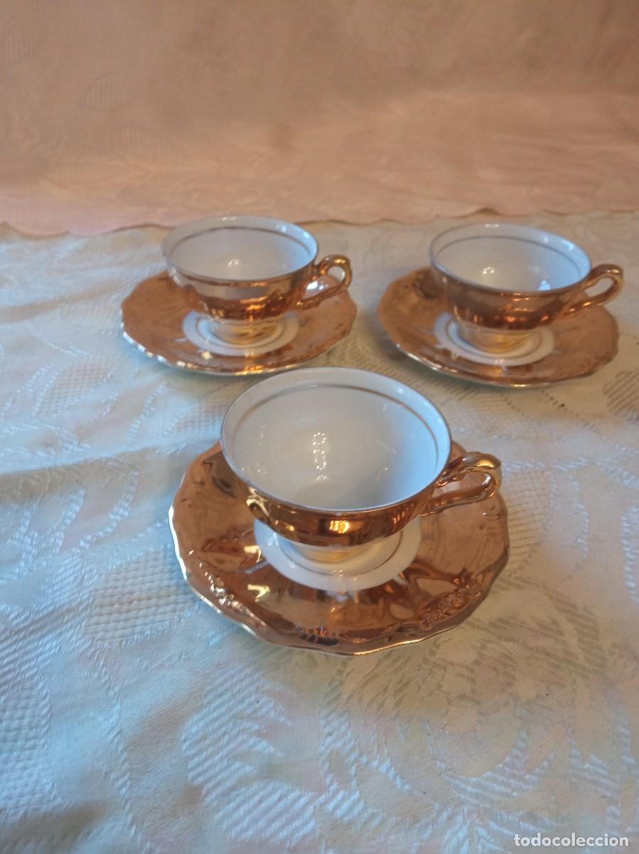 Antig&uuml;edades: Trio de caf&eacute; de porcelana Schwarzenhammer wiesau Bavaria, oro.