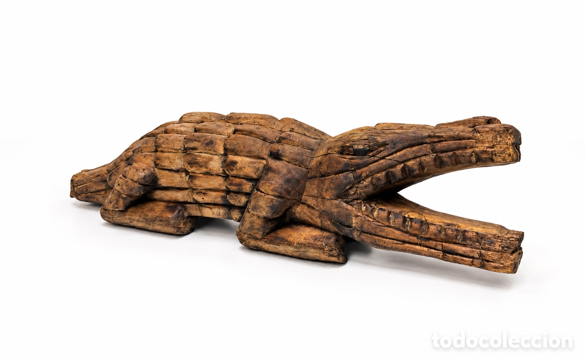 Antig&uuml;edades: Escultura de madera de Jabot&aacute; Alligator Brasil segunda mitad S.XX
