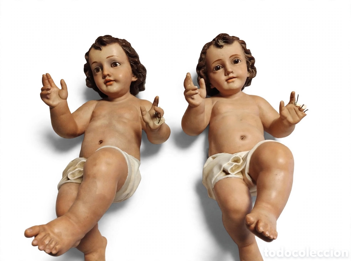 Antig&uuml;edades: Pareja Monumental de Figuras de Ni&ntilde;o Jes&uacute;s (