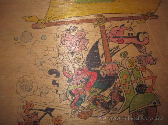 C&oacute;mics: BONITO DIBUJO EN PANEL DE MADERA DE MORTADELO Y FILEMON - Foto 1