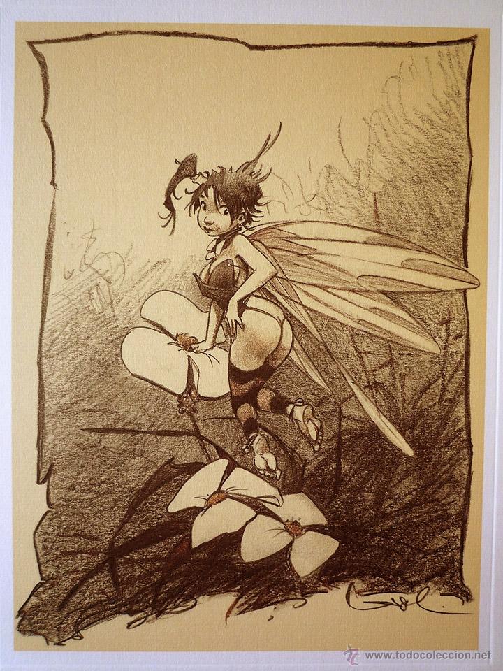 C&oacute;mics: LITOGRAF&Iacute;A DE LA F&Eacute;E CLOCHETTE -CAMPANILLA ER&Oacute;TICA- DEL COMIC PETER PAN DE LOISEL. - Foto 3