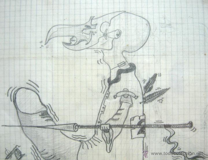 Comics : Dibujo original erotico humoristico - enmarcado Caballero espacial futurista falo