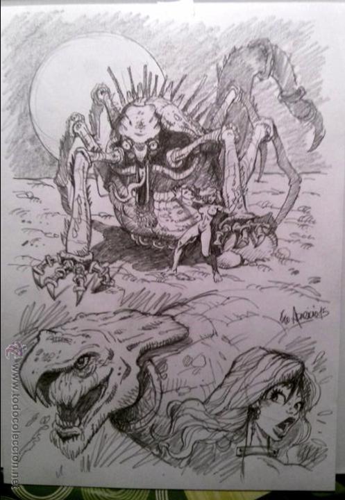C&oacute;mics: BOCETOS A LAPIZ 1. A4. ORIGINAL FIRMADO. - Foto 1