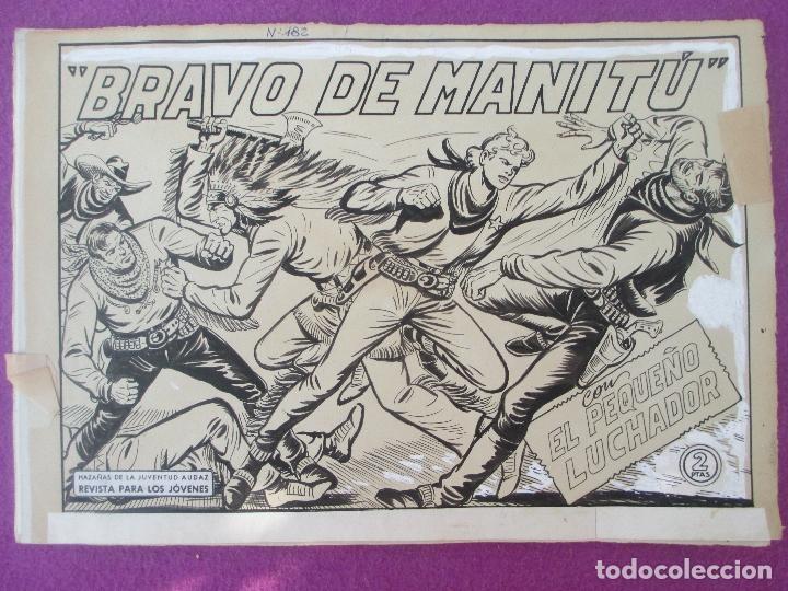 DIBUJO ORIGINAL PLUMILLA, EL PEQUEÑO LUCHADOR, BRAVO DE MANITU, Nº182, PORTADA Y 10 HOJAS (Tebeos y Comics - Art Comic)