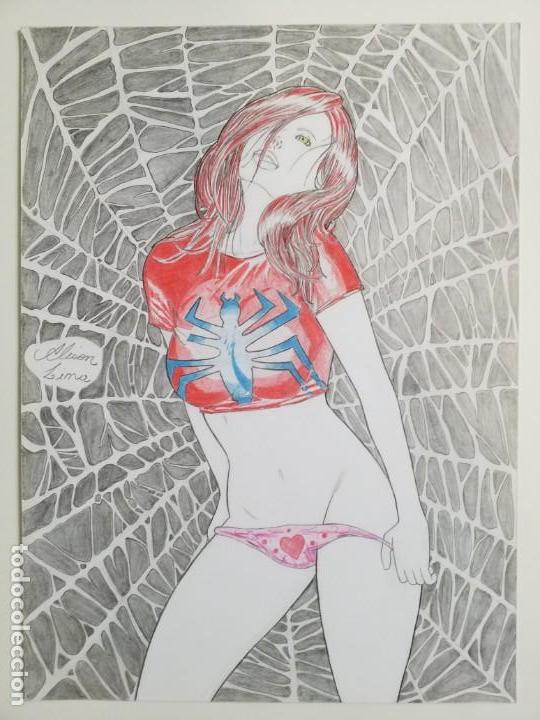 C&oacute;mics: DIBUJO ORIGINAL SPIDERMAN MARY JANE DE ALISON LIMA - Foto 1