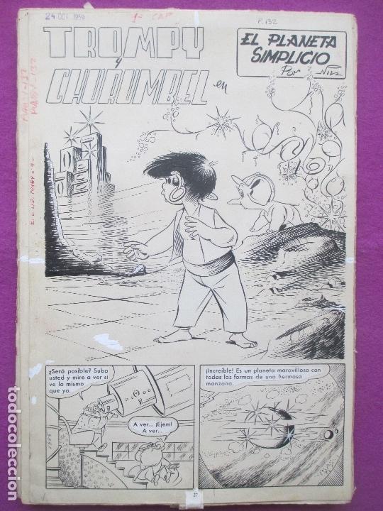 DIBUJO ORIGINAL PLUMILLA, TROMPY Y CHURUMBEL, EL PLANETA SIMPLICIO, ROBERT NIN, 1959, 29 HOJAS (Tebeos y Comics - Art Comic)