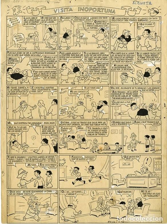 DIBUJO DE MARINO BENEJAM - FAMILIA ULISES, VISITA INOPORTUNA - TBO N.284 (Tebeos y Comics - Art Comic)