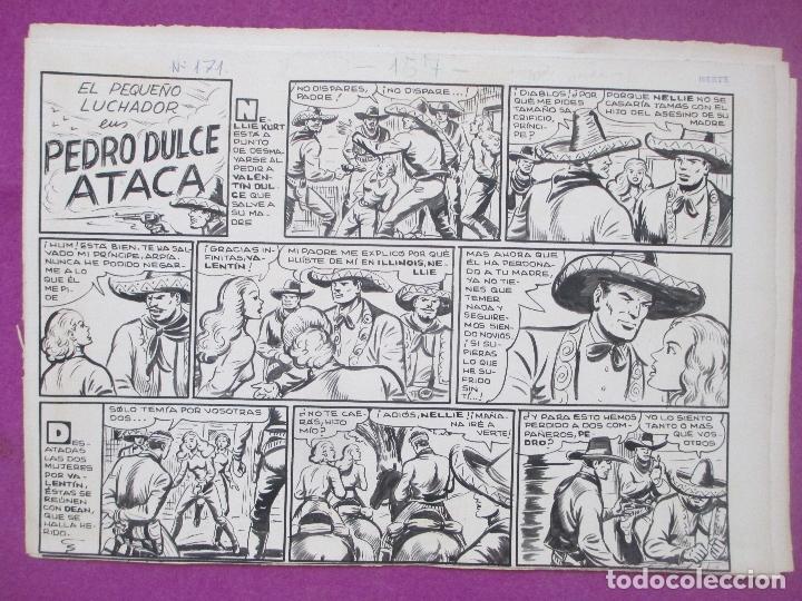 Cómics: DIBUJO ORIGINAL PLUMILLA, EL PEQUEÑO LUCHADOR, PEDRO DULCE ATACA, Nº171, PORTADA + 10 HOJAS - Foto 2 - 196918947