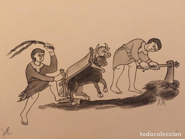 Cómics: Labradores en el Feudalismo, de Pierre Monnerat (Suiza 1917- Esp 2005),firmado, sellado y catalogado - Foto 1 - 224085368