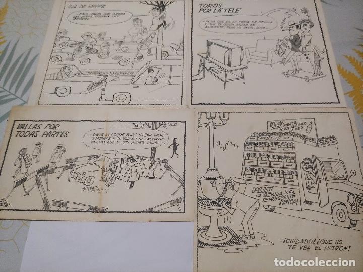 CUATRO CHISTES DIBUJOS ORIGINALES PEÑARROYA DIBUJANTE CLÁSICO BRUGUERA (Tebeos y Comics - Art Comic)