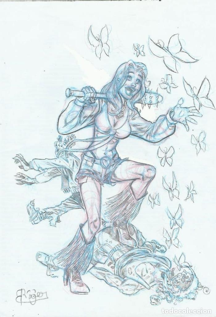 C&oacute;mics: DIBUJO ORIGINAL - WALKING DEAD - ROGER - ORIGINAL DRAWING - Foto 1