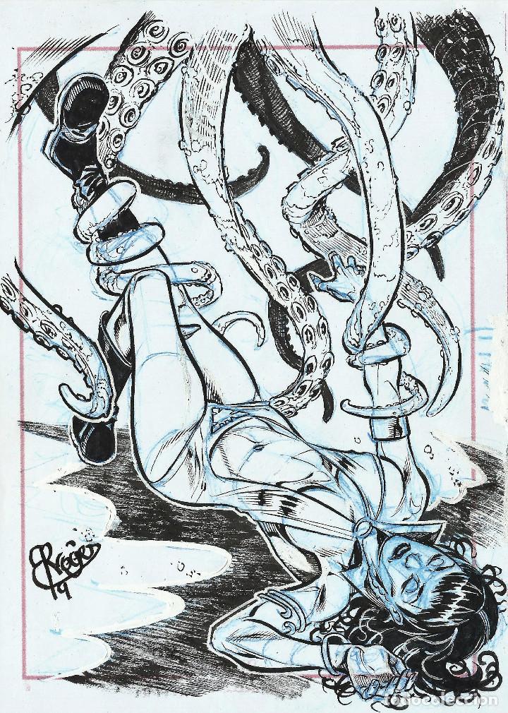 C&oacute;mics: 2 DIBUJO ORIGINAL - VAMPIRELLA - ROGER - ORIGINAL DRAWING - Foto 2