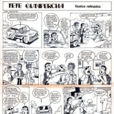 Cómics: 1981- TETE GUTAPERCHA, 2 PAGINAS ”GUSTOS REFINADOS” ORIGINAL DE TRAN (BRUGUERA) - FIRMADO
