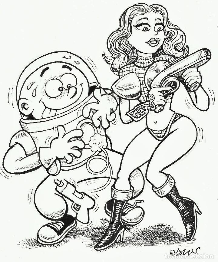 C&oacute;mics: DIBUJO ORIGINAL - RAMIS - ORIGINAL DRAWING - ESTRELLITO Y BARBARELLA - Foto 2