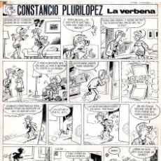Cómics: 1977 - CONSTANCIO PLURILÓPEZ, 2 PÁGINAS ”LA VERBENA” ARTE ORIGINAL DE TRAN (BRUGUERA) - FIRMADO. Lote 362776155