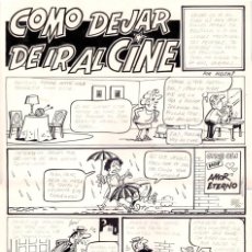 Cómics: 1983 - ”CÓMO DEJAR DE IR AL CINE” - 2 PÁGINAS - ARTE ORIGINAL DE TRAN (EDITORIAL BRUGUERA). Lote 362779245