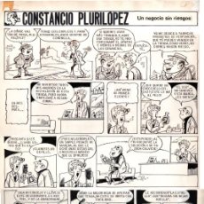 Cómics: 1978 - PLURILÓPEZ - 2 PÁGINAS- ”UN NEGOCIO SIN RIESGOS” EDITORIAL BRUGUERA - ORIGINAL DE TRAN