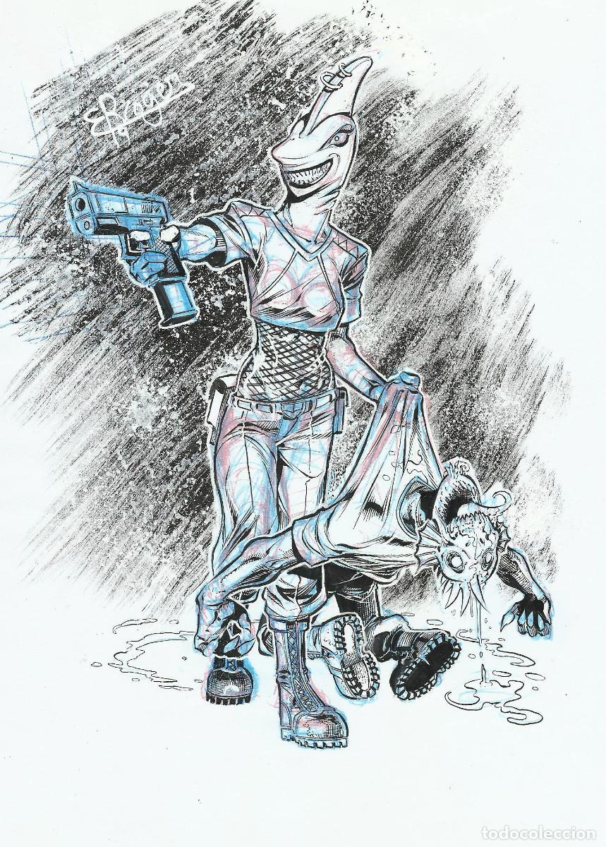 C&oacute;mics: DIBUJO ORIGINAL - ROGER BONET - JAWS - Foto 1